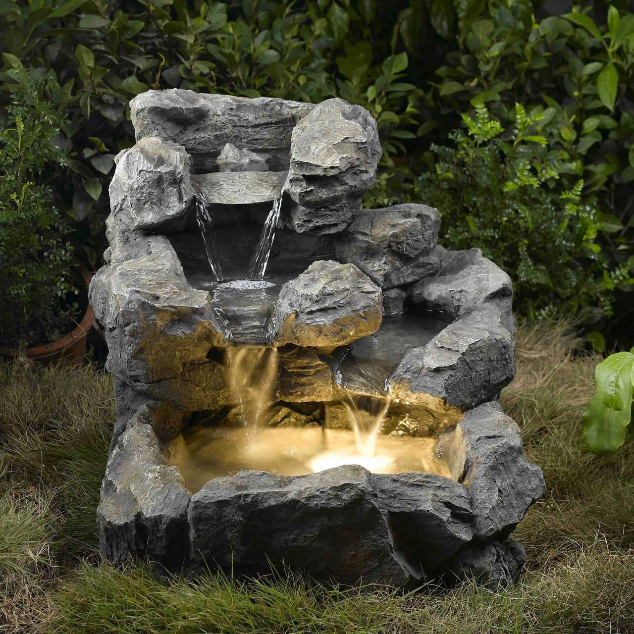 Millwood Pines Osteen Resin Rock Creek Cascading Fountain with LED